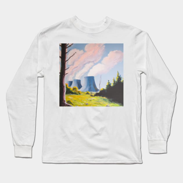 Nuclear Power Plants Oil Painting Long Sleeve T-Shirt by soulfulprintss8